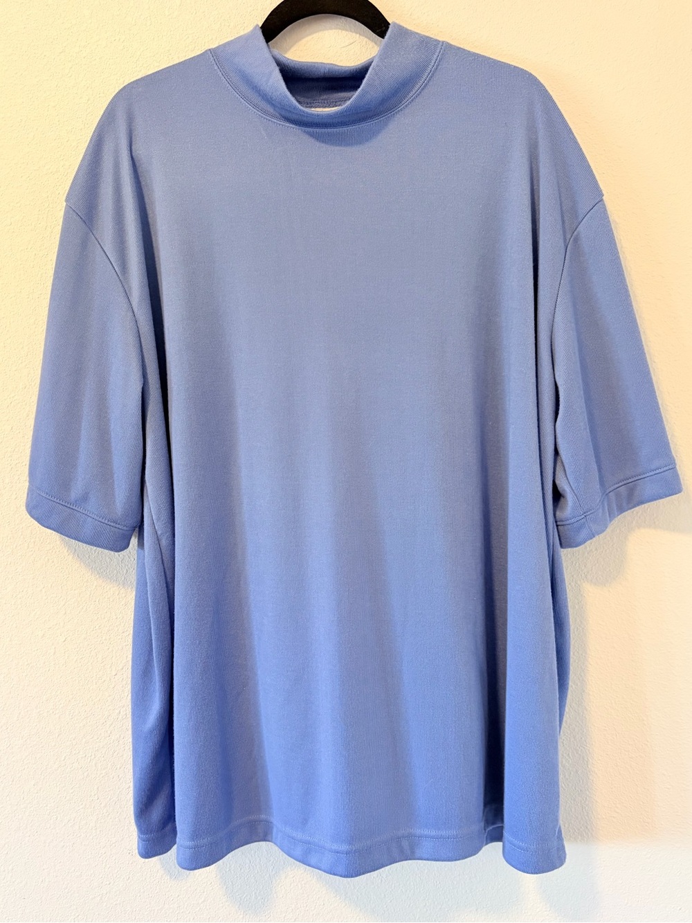 Vintage 90s Irvine Park Mock Neck Short Sleeve Shirt Mens 2XL Blue Knit Tee